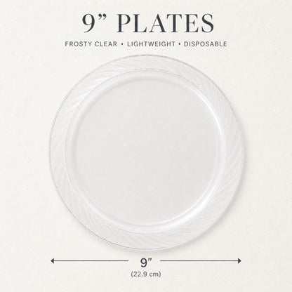 *JUMBO PACK*9" Plates frosty Clear Lightweight Plastic Disposable Disposable Plates Blue Sky