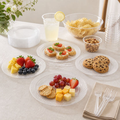 *JUMBO PACK*9" Plates frosty Clear Lightweight Plastic Disposable Disposable Plates Blue Sky