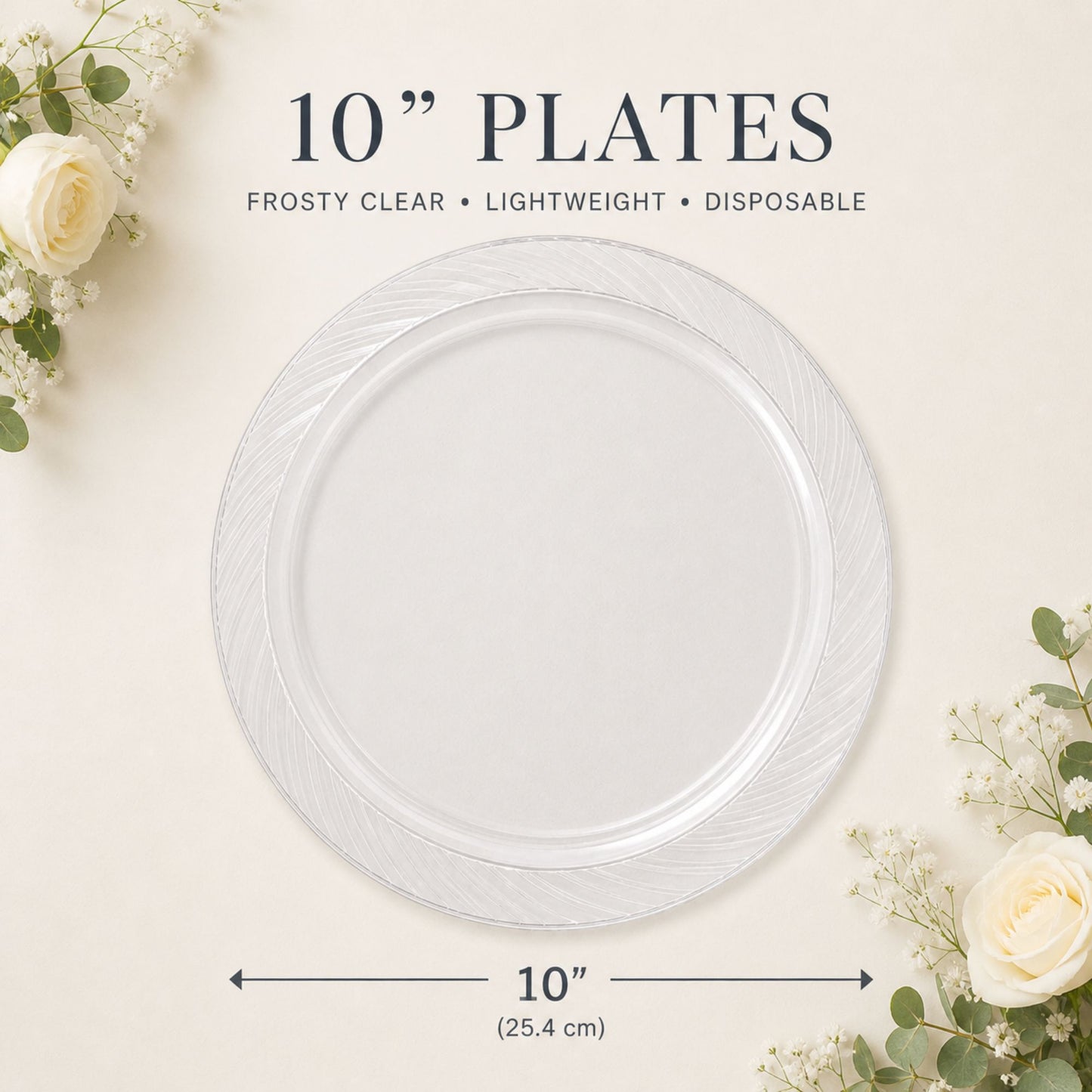*JUMBO PACK* 10" Plates frosty Clear Lightweight Plastic Disposable Disposable Plates Blue Sky