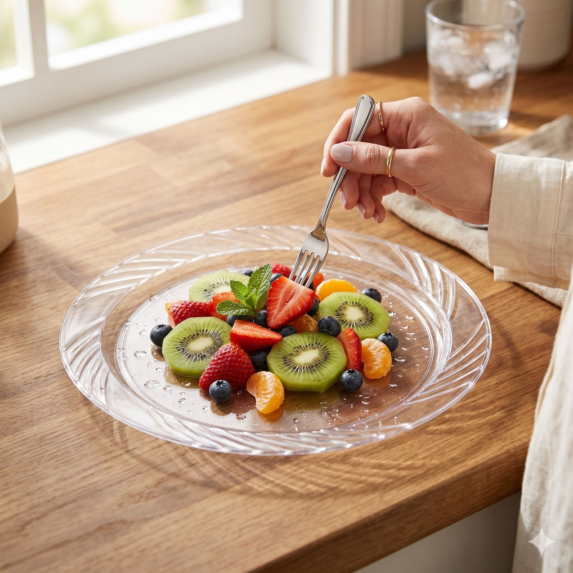 *JUMBO PACK* 10" Plates frosty Clear Lightweight Plastic Disposable Disposable Plates Blue Sky