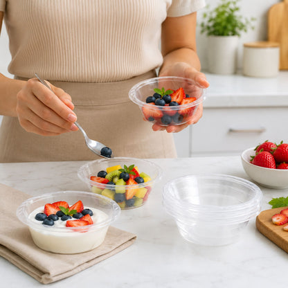 5oz Dessert Bowls Clear lightweight Plastic Bowls Blue Sky