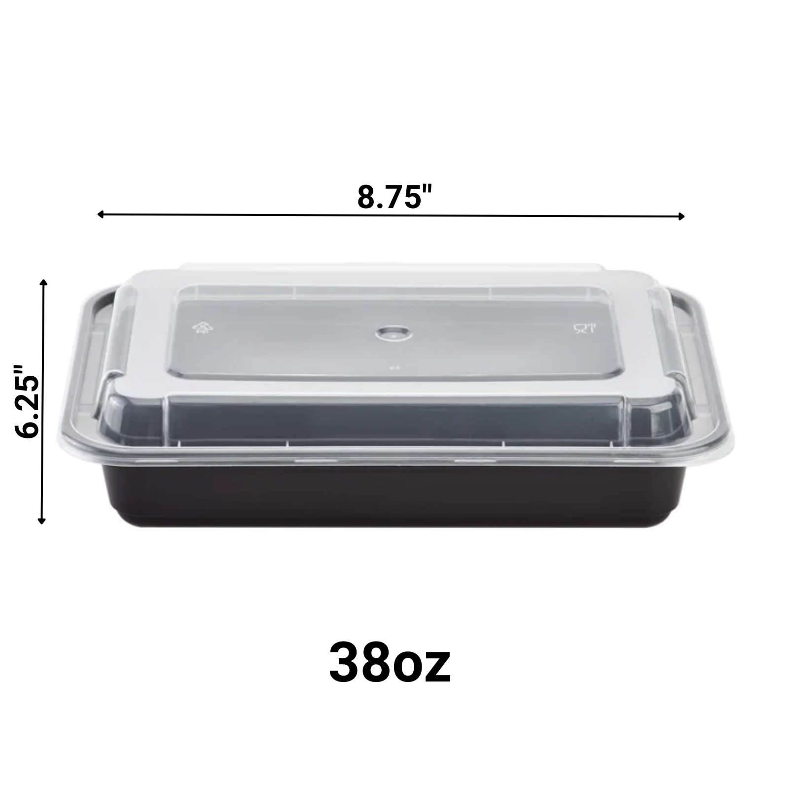 38oz. Disposable Black Rectangular Meal Prep/ Bento Box Containers with Lids Food Storage & Serving VeZee   
