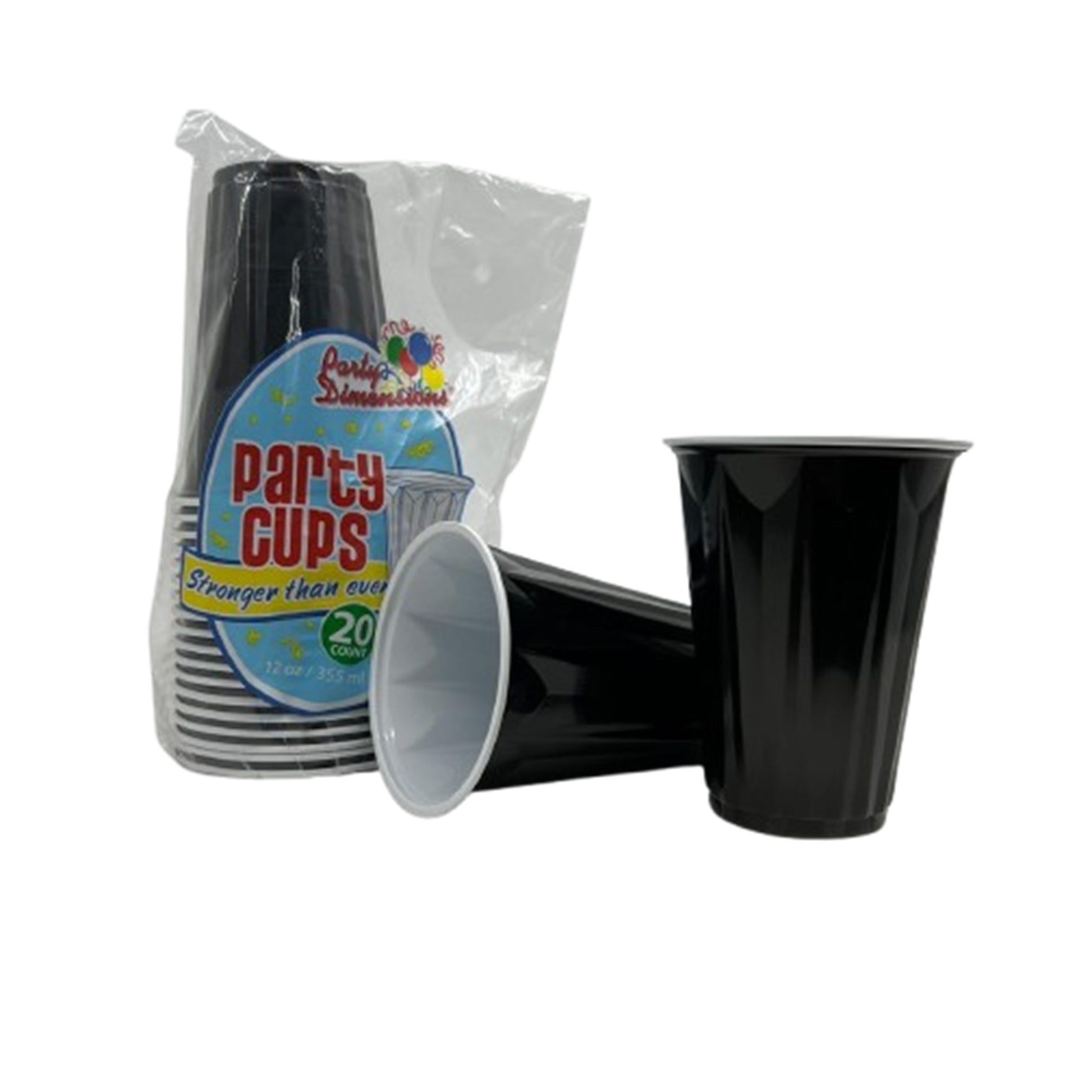 Black Plastic Party Cup 12 oz Cups Party Dimensions   