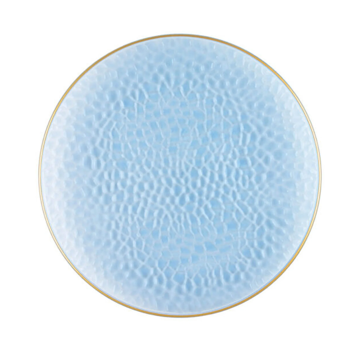 Organic Hammered Blue Gold Rim 7″ Plates Tablesettings Blue Sky