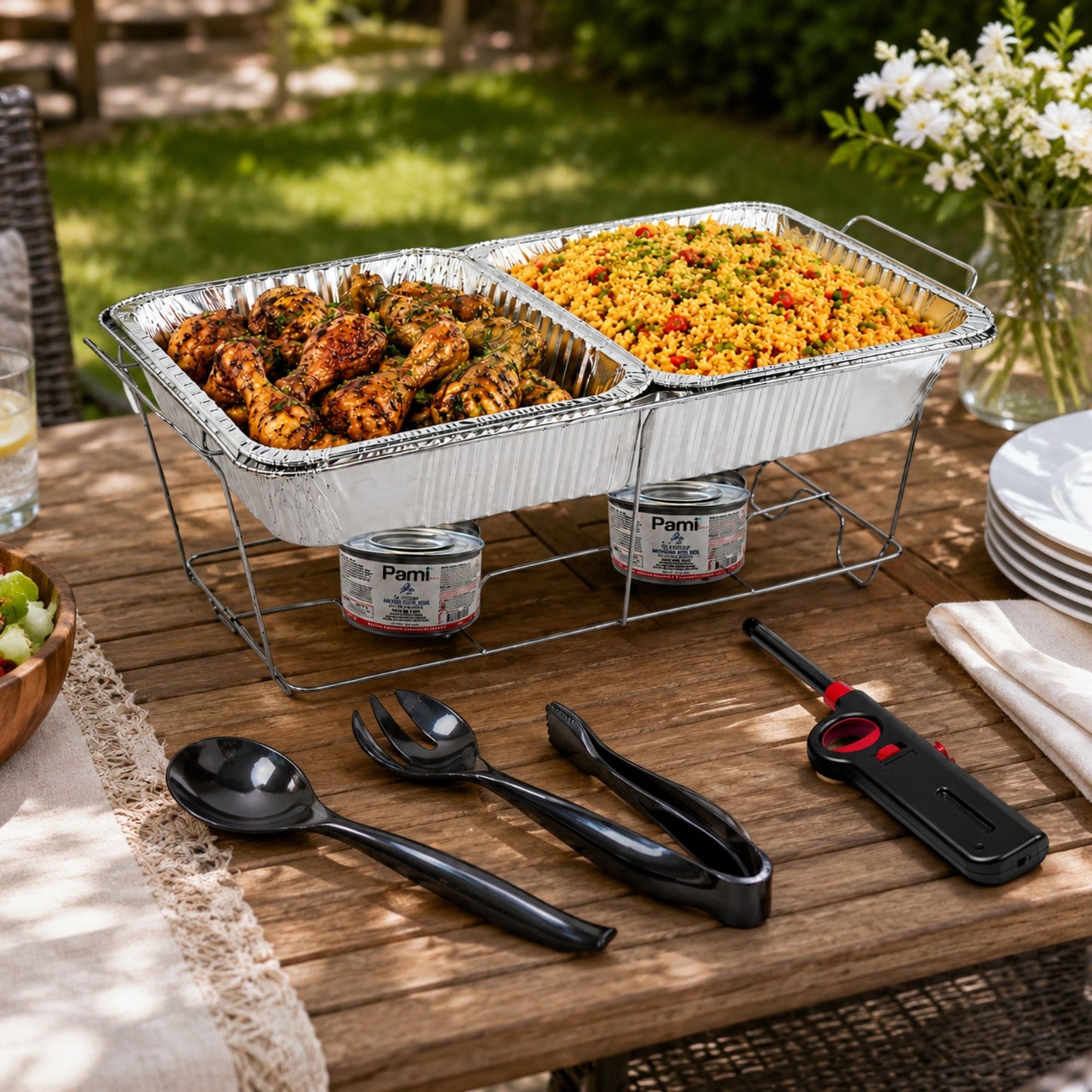 10 Piece Disposable Chafing Dish Buffet Serving Set with Fuel & Lighter Disposable VeZee