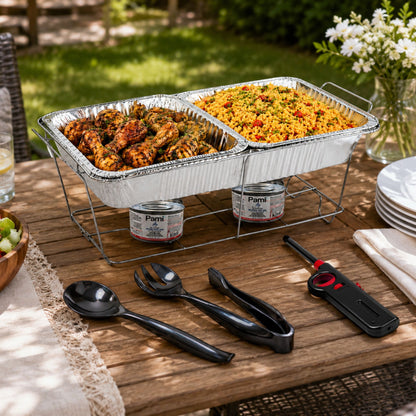 10 Piece Disposable Chafing Dish Buffet Serving Set with Fuel & Lighter Disposable VeZee