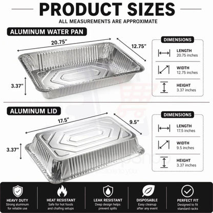 20 Piece Chafing Dish Buffet Set with 5LB Loaf Pans, Fuel & Utensils Disposable Catering Kit Disposable VeZee