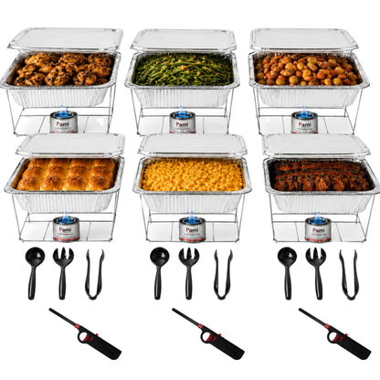 42-Piece Disposable Half Size Chafing Dish Buffet Set with Fuel & Utensils Disposable VeZee