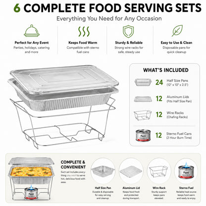 84-Piece Chafing/Buffet Serving Kit Aluminum Disposable Half Size Set Disposable VeZee