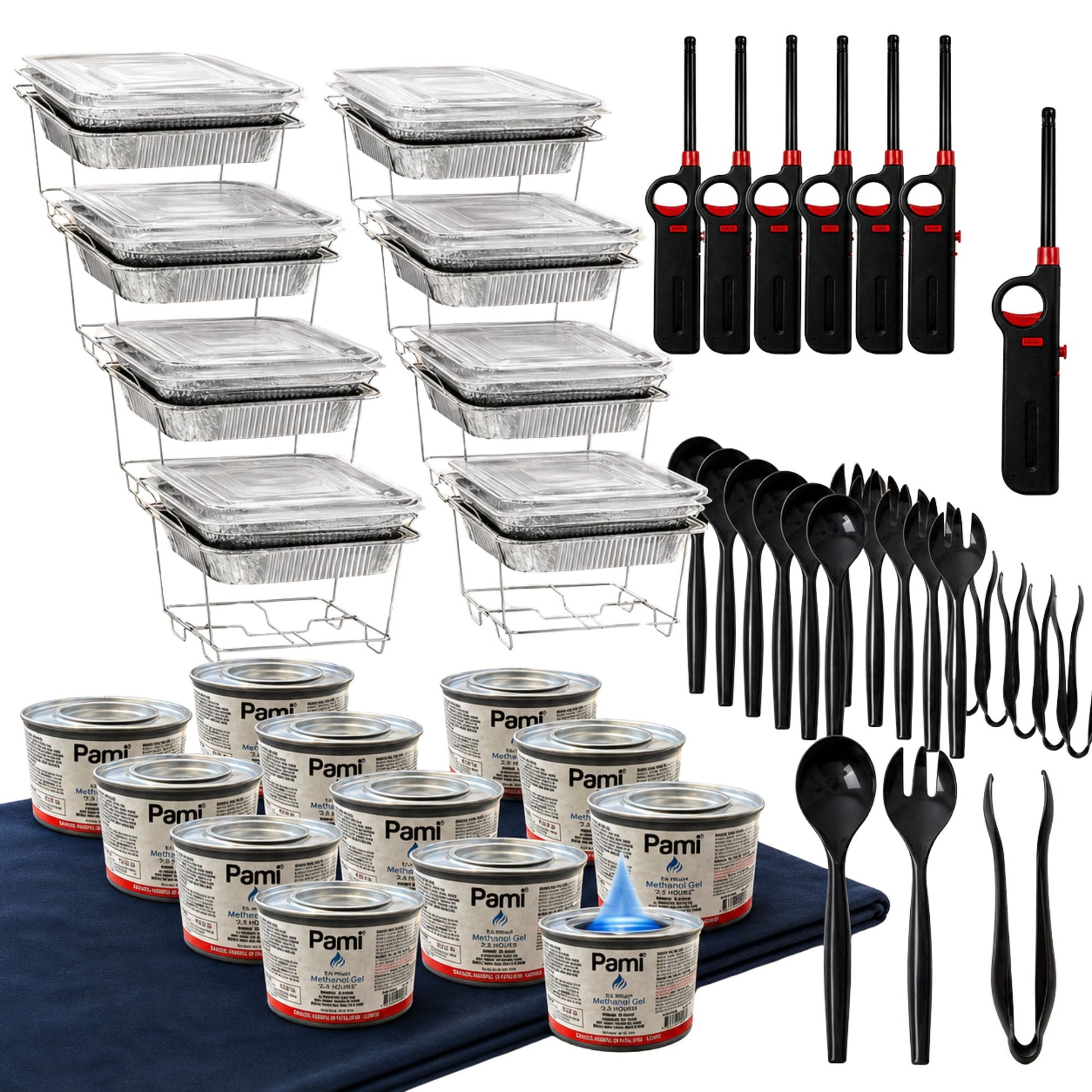 84-Piece Chafing/Buffet Serving Kit Aluminum Disposable Half Size Set Disposable VeZee