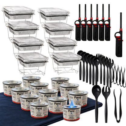 84-Piece Chafing/Buffet Serving Kit Aluminum Disposable Half Size Set Disposable VeZee