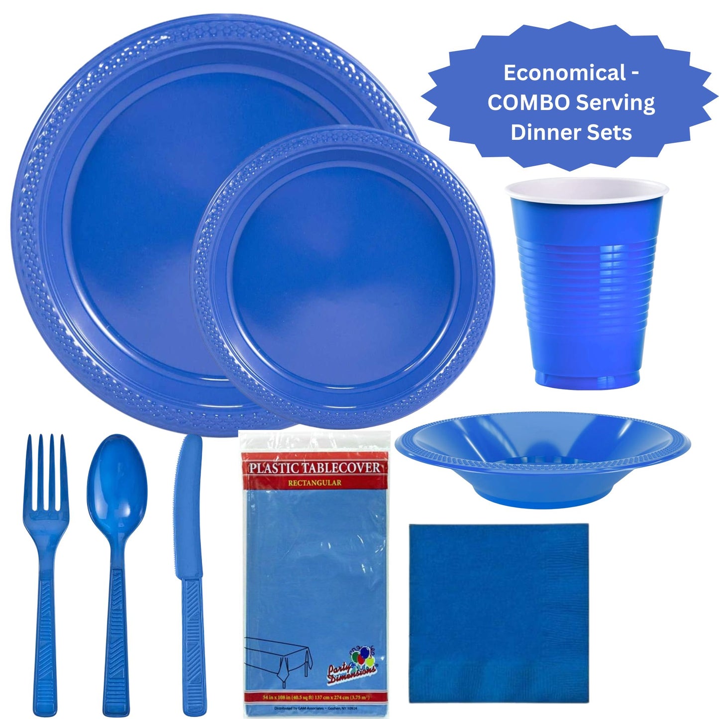 COMBO-PARTY SET: BLUE-Complete Disposable Dining Solution for Your Event Disposable Tableware Hanna K Signature