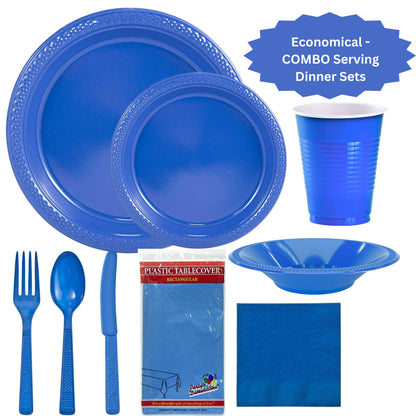 COMBO-PARTY SET: BLUE-Complete Disposable Dining Solution for Your Event Disposable Tableware Hanna K Signature