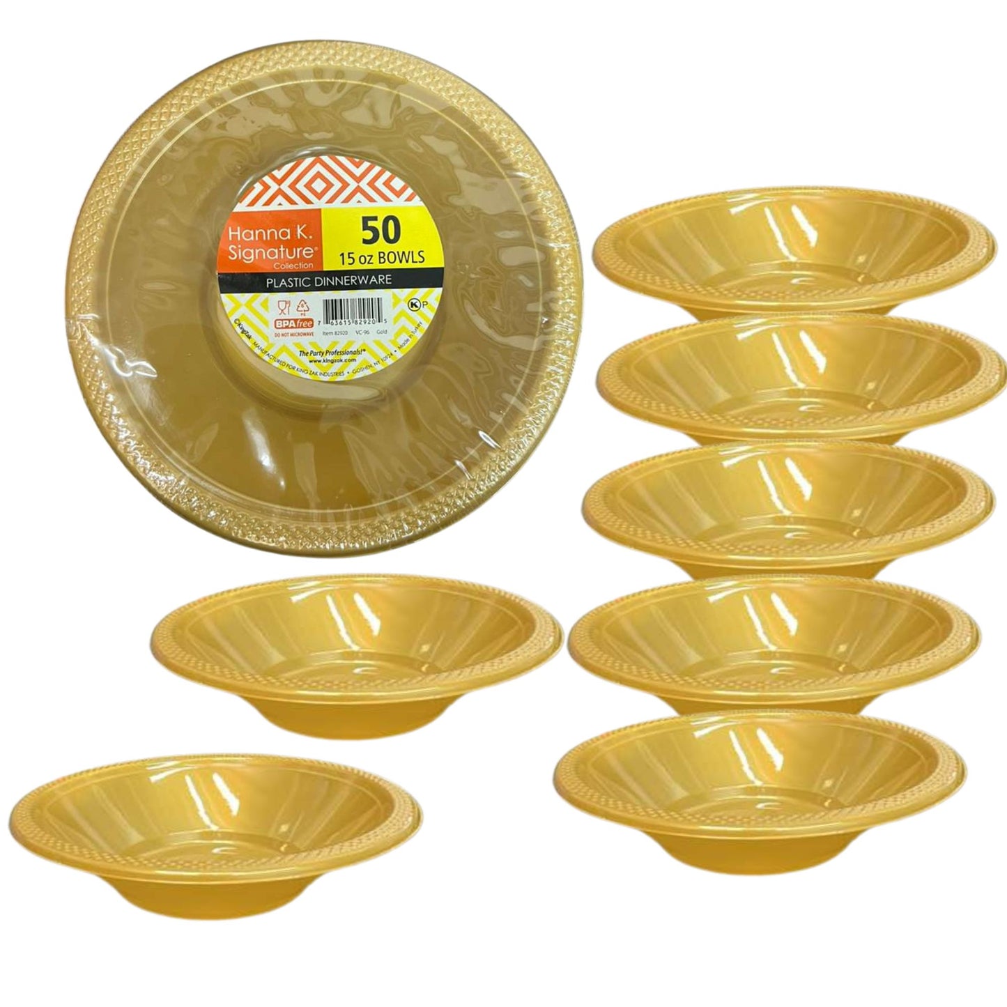 Hanna K. Signature Plastic Bowl Gold 15 oz Bowls Hanna K Signature