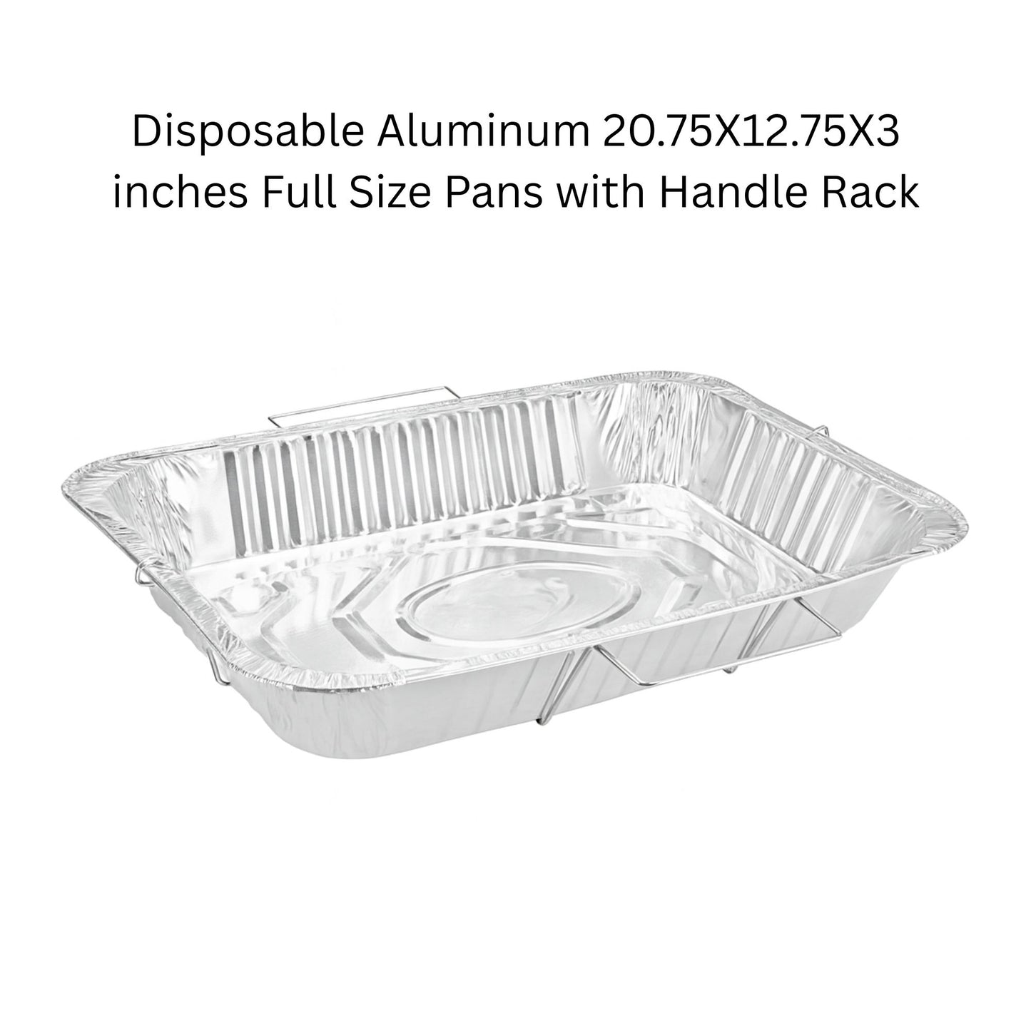 Disposable Aluminum Roaster & Pan Combo Pack with Handle Racks – Turkey Roaster, Full Size, and Half Size Pans