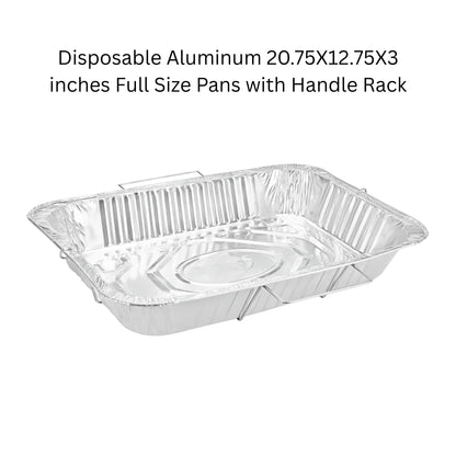 Disposable Aluminum Roaster & Pan Combo Pack with Handle Racks – Turkey Roaster, Full Size, and Half Size Pans
