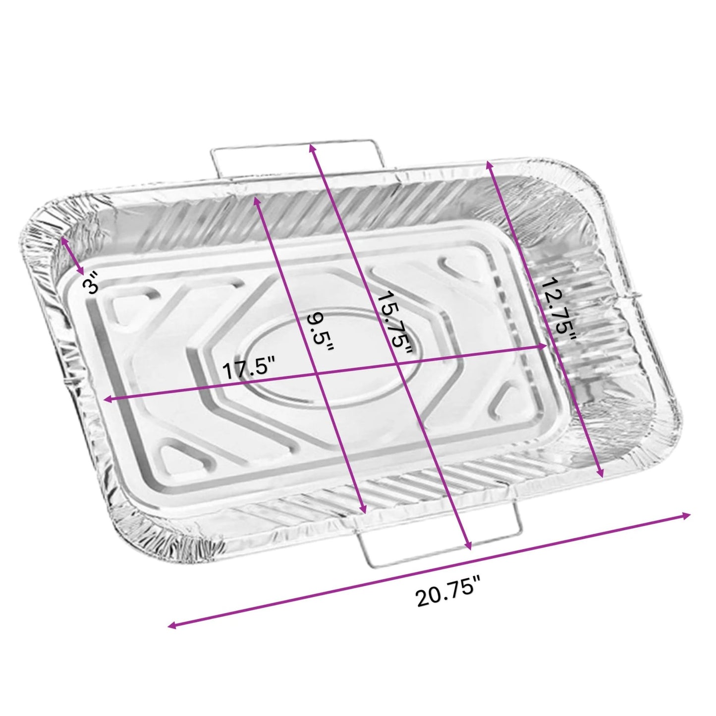 Disposable Aluminum Roaster & Pan Combo Pack with Handle Racks – Turkey Roaster, Full Size, and Half Size Pans