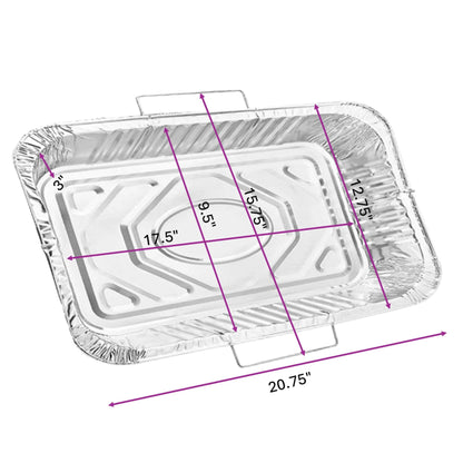 Disposable Aluminum Roaster & Pan Combo Pack with Handle Racks – Turkey Roaster, Full Size, and Half Size Pans
