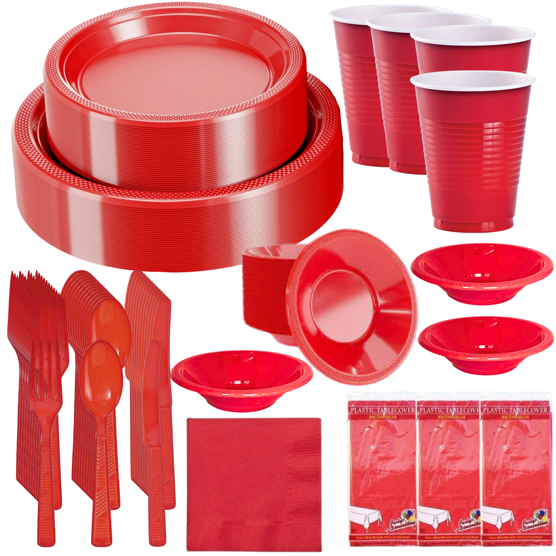 COMBO-PARTY SET: RED-Complete Disposable Dining Solution for Your Event Disposable Tableware Hanna K Signature