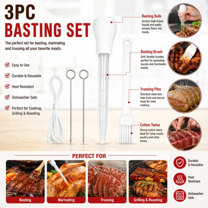 Combo Handle Rack Disposable Aluminum Foil for Turkey Roaster, Full Size, Half Size Pans with Basting Set Disposable Oval Turkey pan VeZee