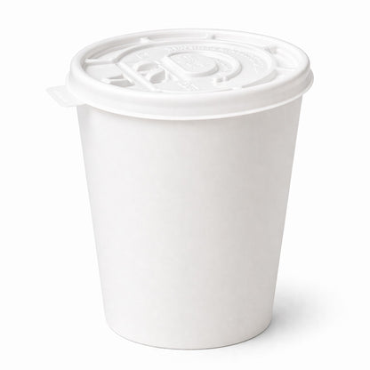 *Buy Bulk* 8oz White Disposable Poly Paper Cups with Lids Hot & Cold Paper Cups VeZee Pack of 100