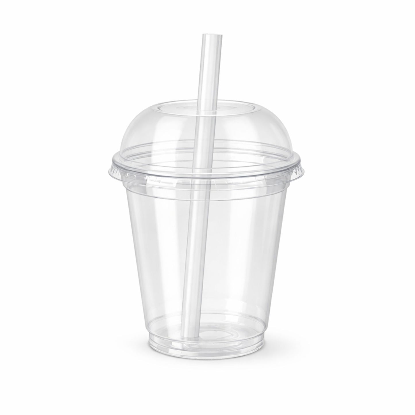 12oz Clear PET Cups with 2" Wide Hole Dome Lid & Straw Plastic Disposable Smoothie Cups VeZee