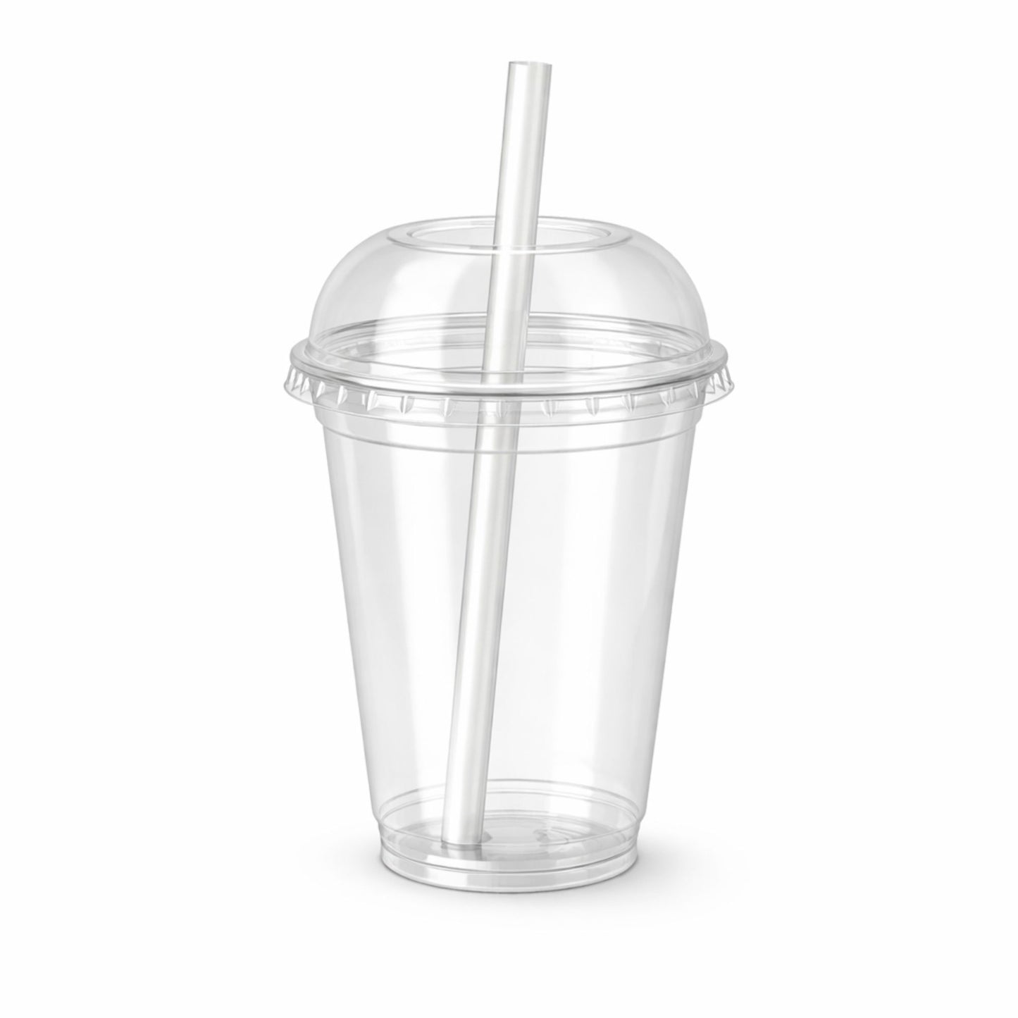 16oz Clear PET Cups with 2" Wide Hole Dome Lid & Straw Plastic Disposable Smoothie Cups VeZee