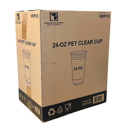 *WHOLESALE* 24oz Disposable Plastic Clear PET Cups | 600 ct/Case Smoothie Cups VeZee