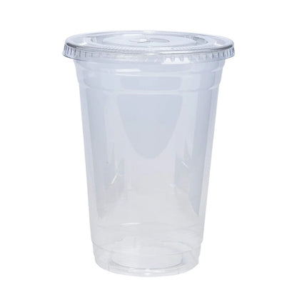 20oz Plastic Clear PET Cups With Flat Lid & Straw, for All Kinds of Beverages Smoothie Cups VeZee