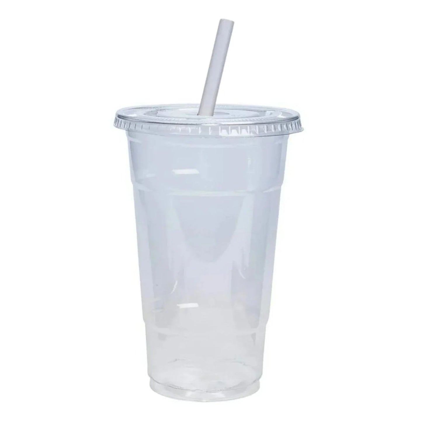 20oz Plastic Clear PET Cups With Flat Lid & Straw, for All Kinds of Beverages Smoothie Cups VeZee