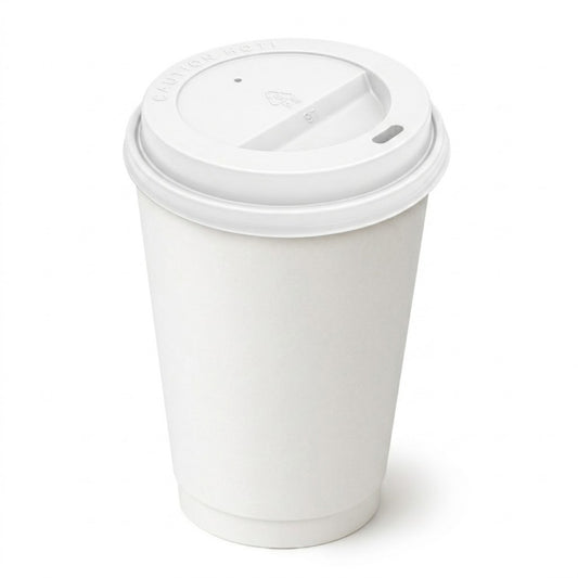 *Buy Bulk* 10oz White Disposable Poly Paper Cups with White Dome Lids Hot & Cold Paper Cups VeZee Pack of 100