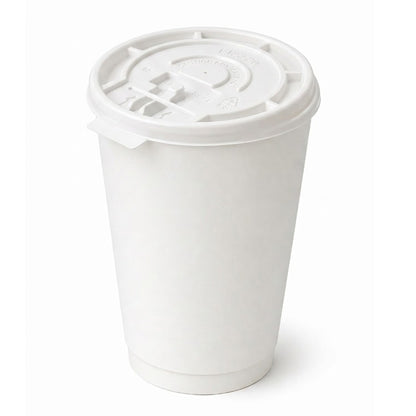 *Buy Bulk* 10oz White Disposable Poly Paper Cups with White Lids Hot & Cold Paper Cups VeZee Pack of 100