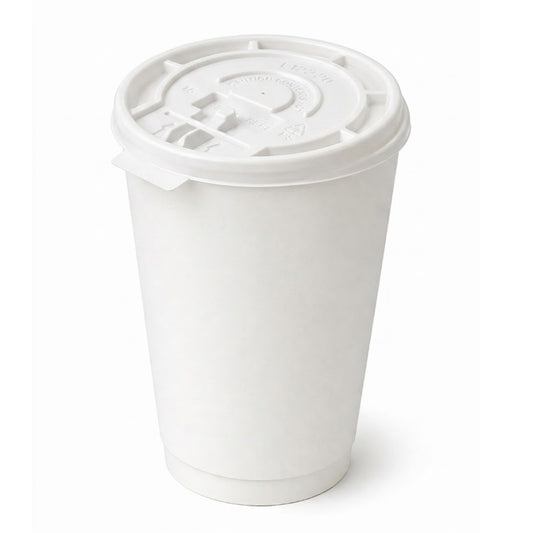 *Buy Bulk* 10oz White Disposable Poly Paper Cups with White Lids Hot & Cold Paper Cups VeZee Pack of 100