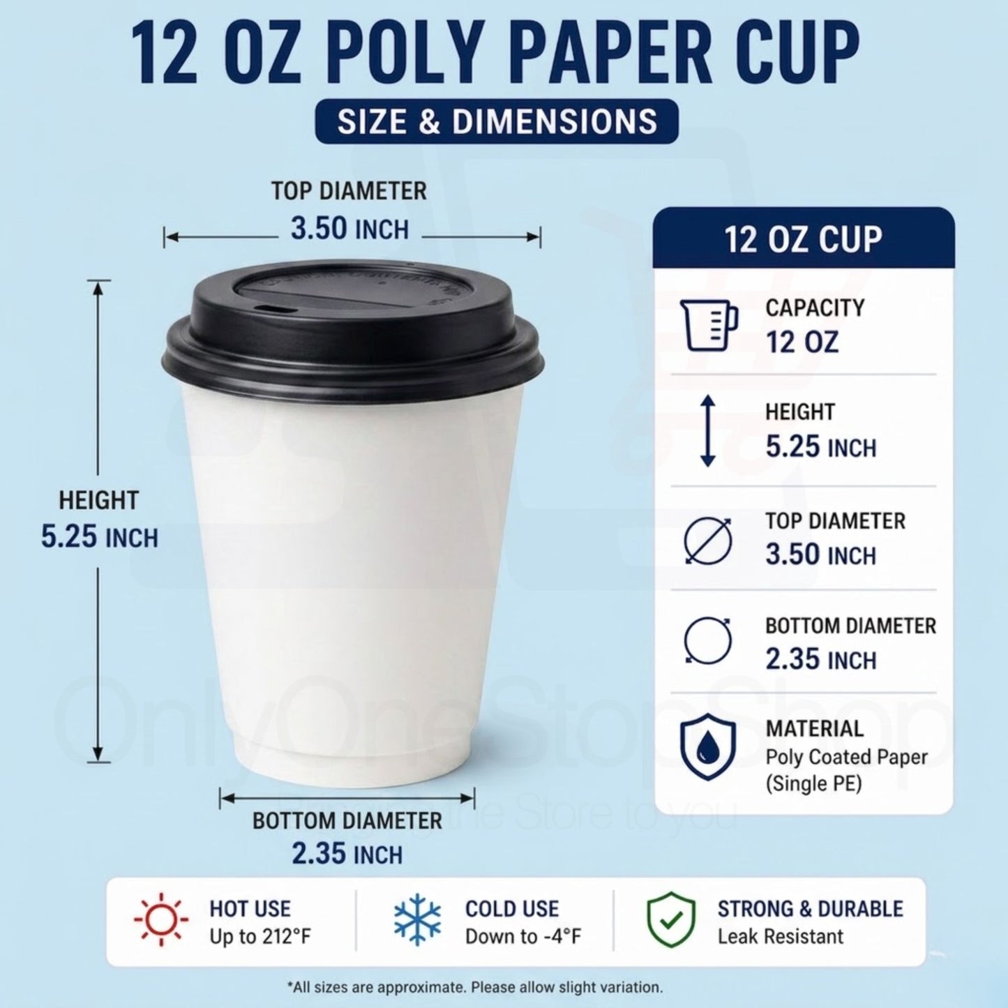 *Buy Bulk* 12oz Disposable Poly Paper Cups with Black Dome Lids Hot & Cold Paper Cups VeZee