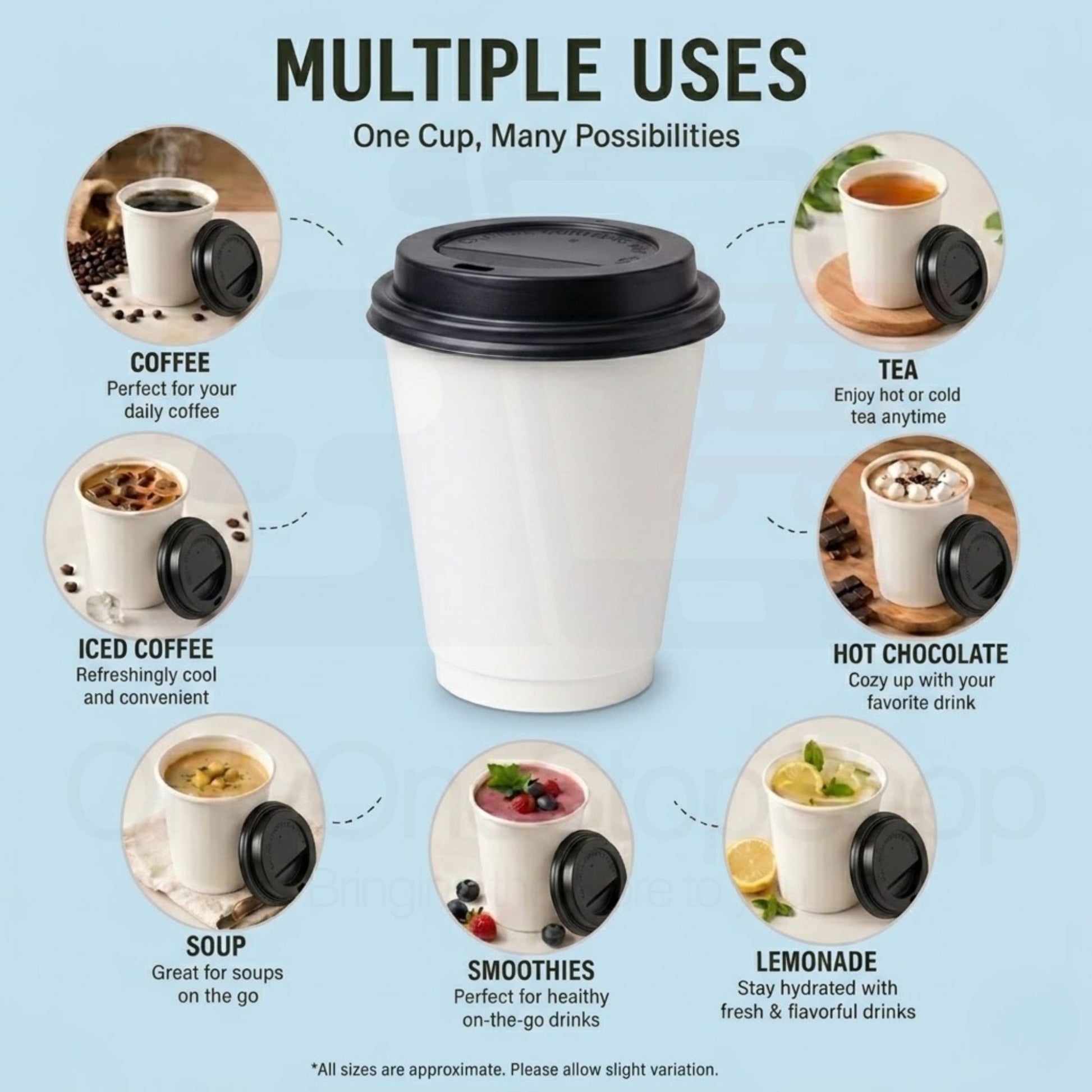 *Buy Bulk* 12oz Disposable Poly Paper Cups with Black Dome Lids Hot & Cold Paper Cups VeZee