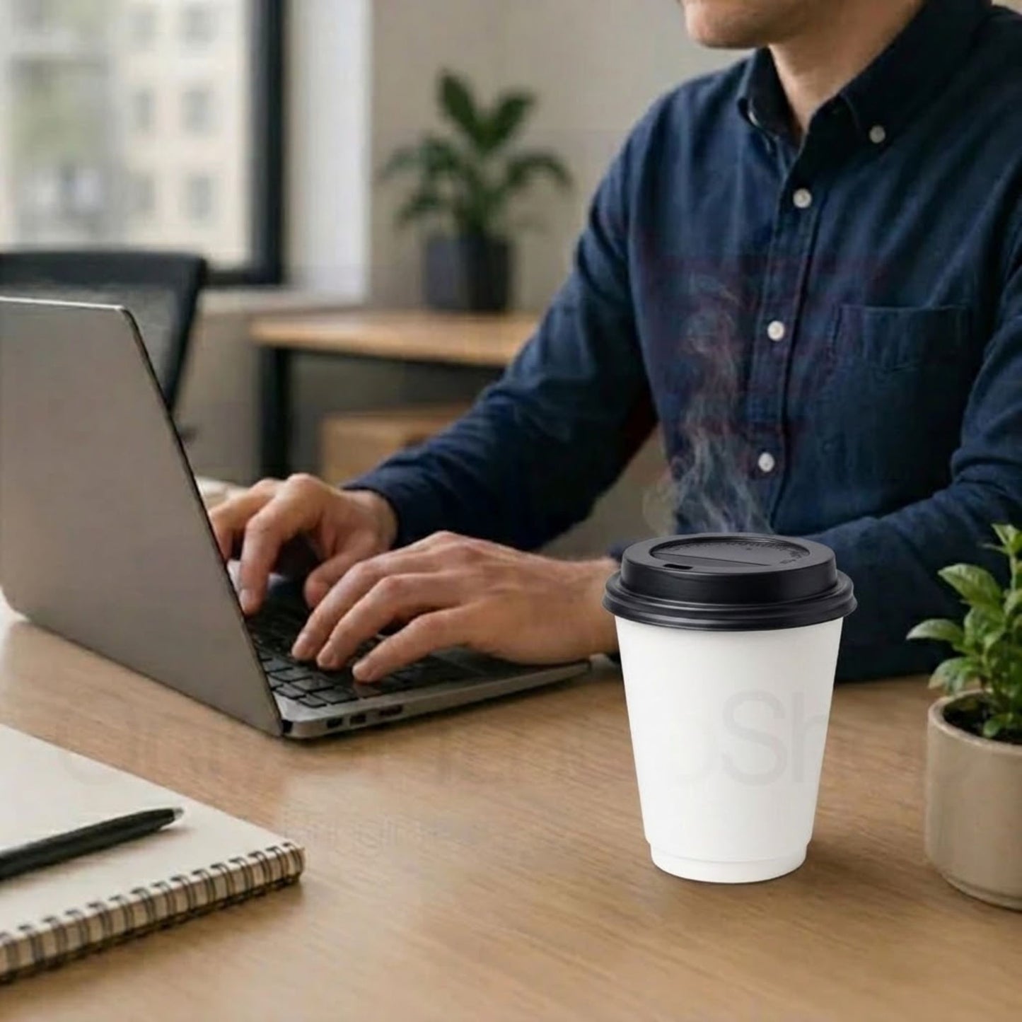 *Buy Bulk* 12oz Disposable Poly Paper Cups with Black Dome Lids Hot & Cold Paper Cups VeZee