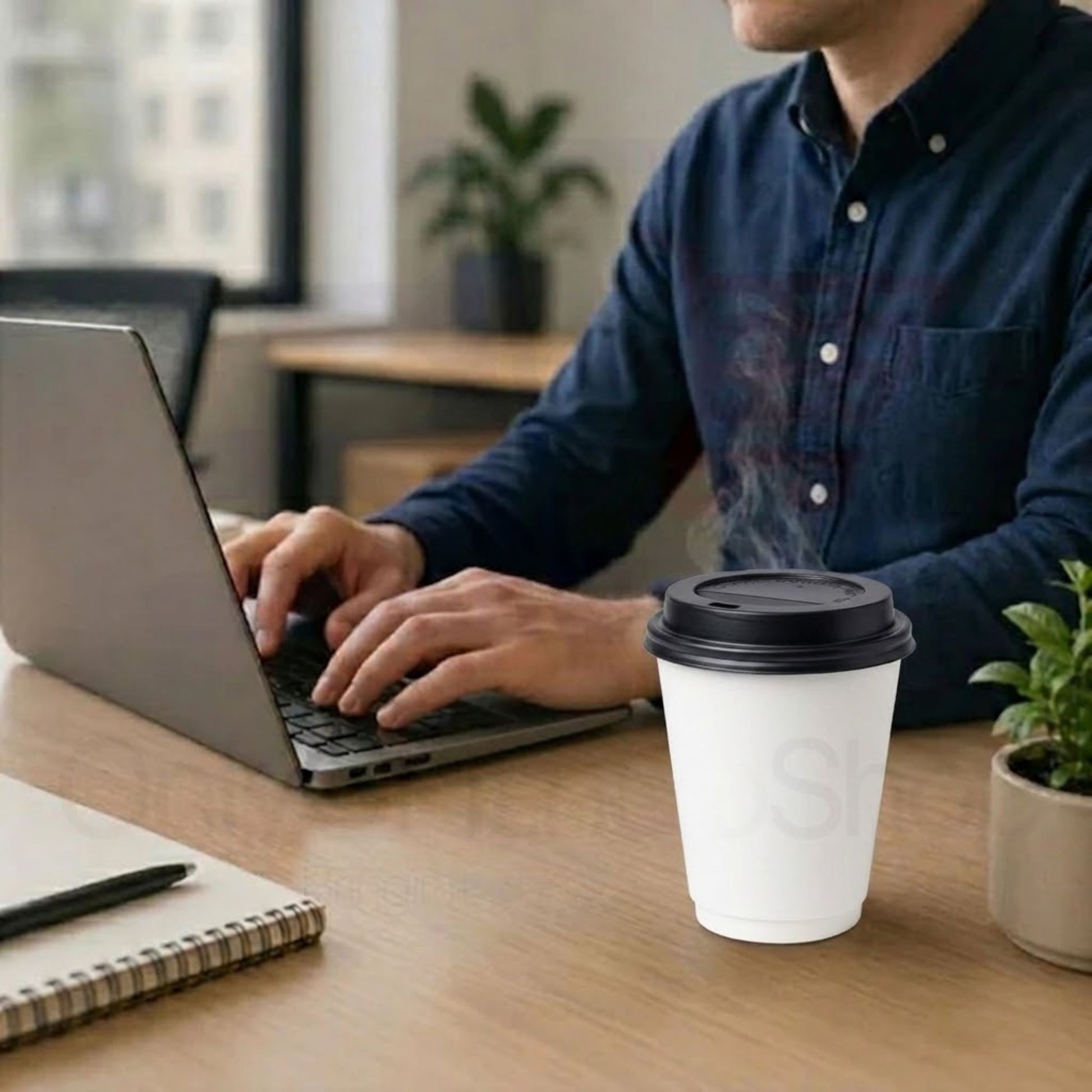 *Buy Bulk* 12oz Disposable Poly Paper Cups with Black Dome Lids Hot & Cold Paper Cups VeZee