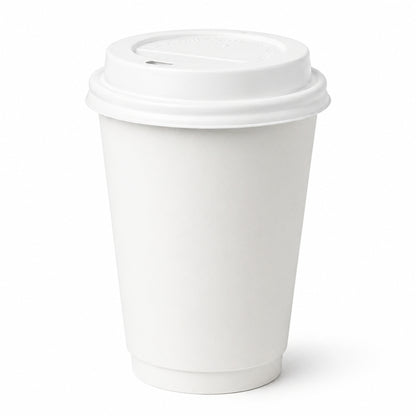 *Buy Bulk* 12oz Disposable White Poly Paper Cups with White Dome Lids Hot & Cold Paper Cups VeZee Pack of 100