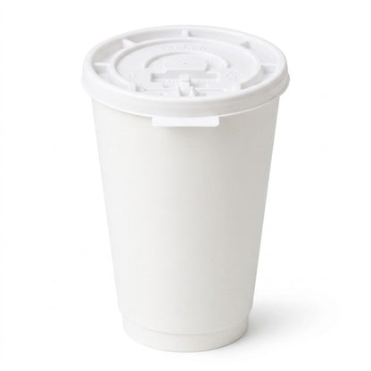 *Buy Bulk* 12oz Disposable Poly Paper Cups with White Lids Hot & Cold Paper Cups VeZee Pack of 100