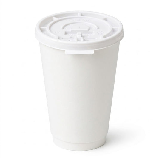 *Buy Bulk* 12oz Disposable Poly Paper Cups with White Lids Hot & Cold Paper Cups VeZee Pack of 100