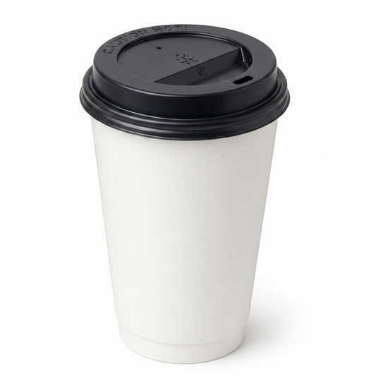 *Buy Bulk* 16oz Disposable Poly Paper Cups with Black Dome Lids Hot & Cold Paper Cups VeZee