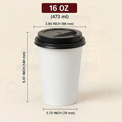 *Buy Bulk* 16oz Disposable Poly Paper Cups with Black Dome Lids Hot & Cold Paper Cups VeZee