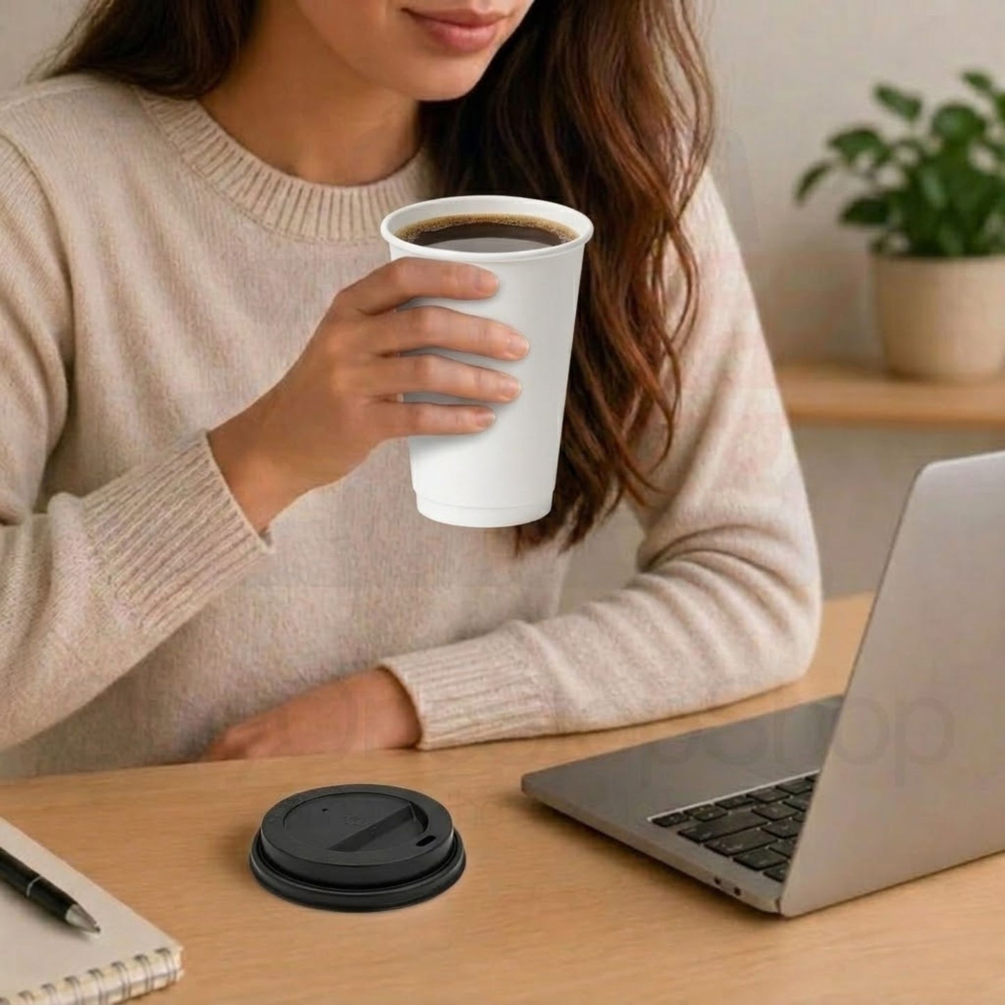 *Buy Bulk* 16oz Disposable Poly Paper Cups with Black Dome Lids Hot & Cold Paper Cups VeZee