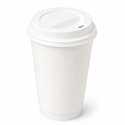 *Buy Bulk* 16oz Disposable White Poly Paper Cups with White Dome Lids Hot & Cold Paper Cups VeZee Pack of 100