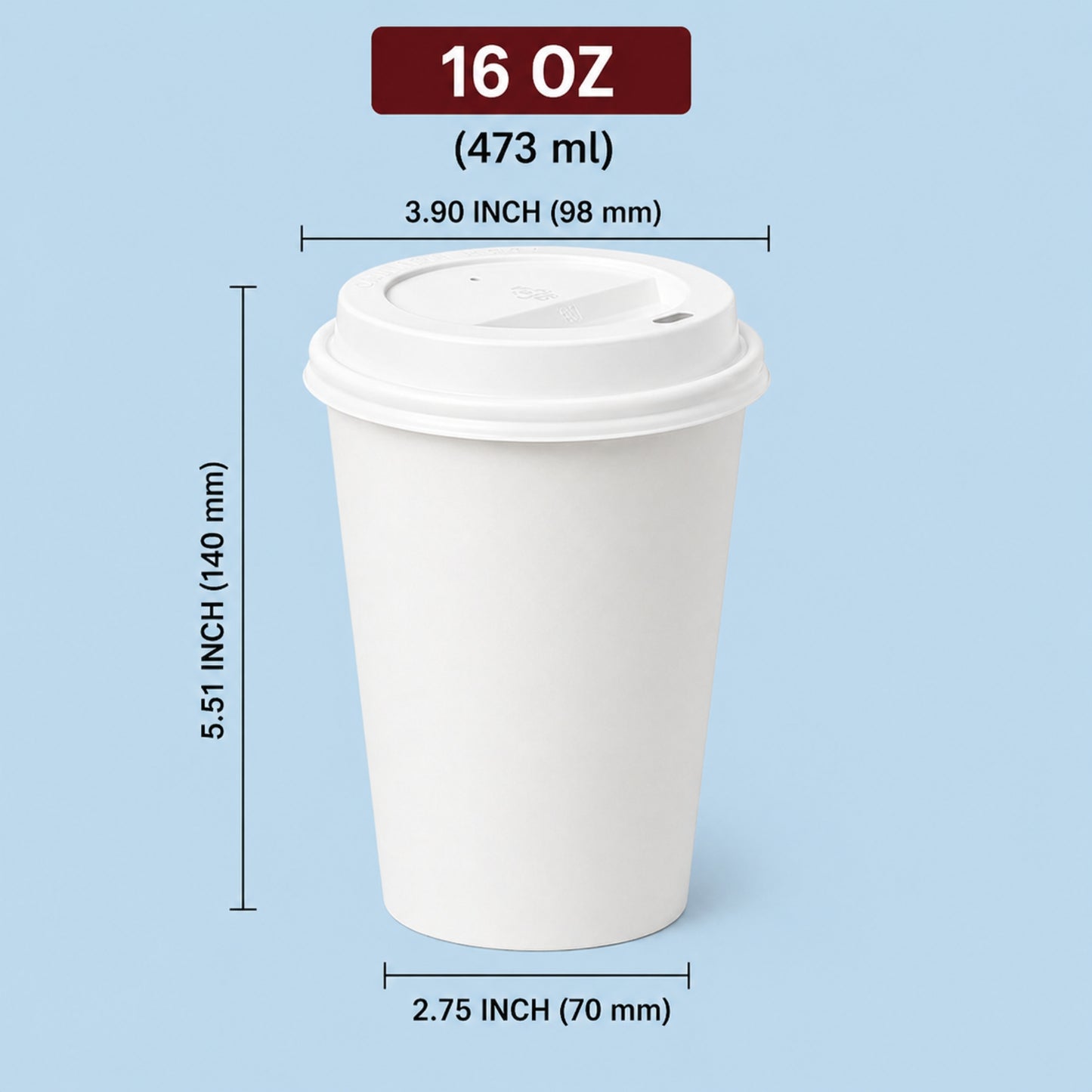 *Buy Bulk* 16oz Disposable White Poly Paper Cups with White Dome Lids Hot & Cold Paper Cups VeZee