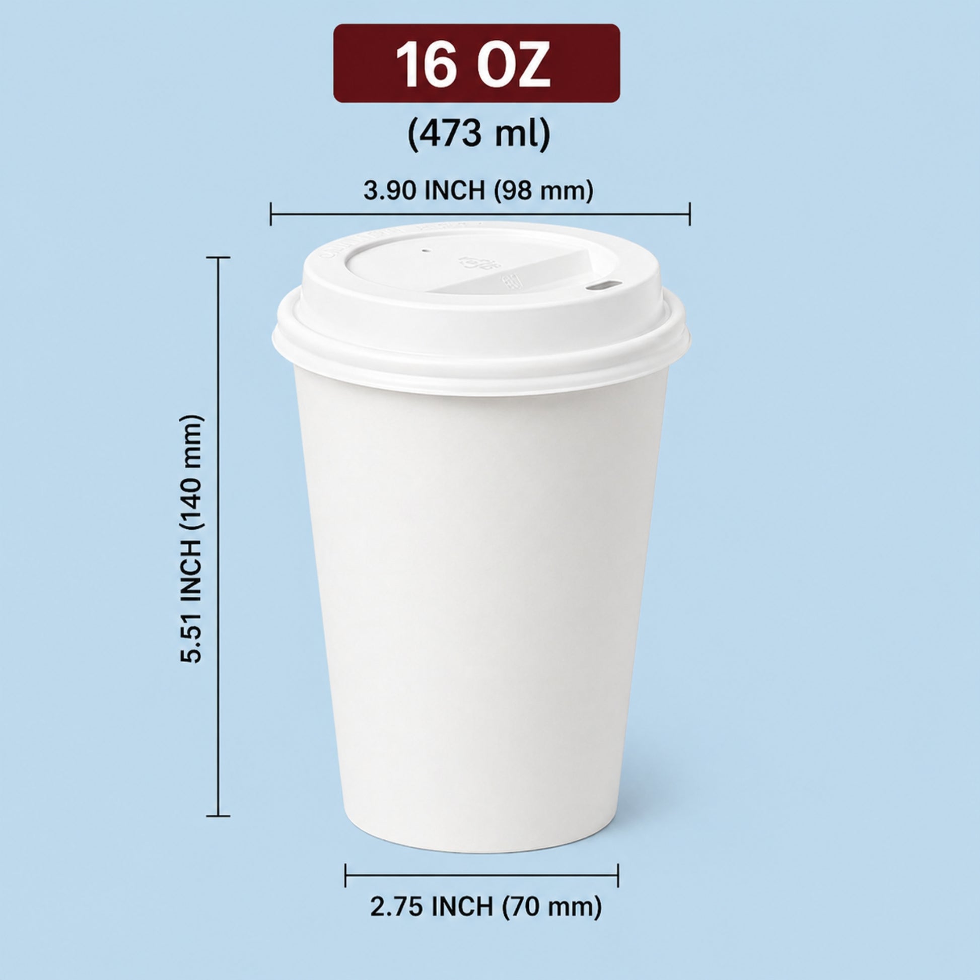 *Buy Bulk* 16oz Disposable White Poly Paper Cups with White Dome Lids Hot & Cold Paper Cups VeZee