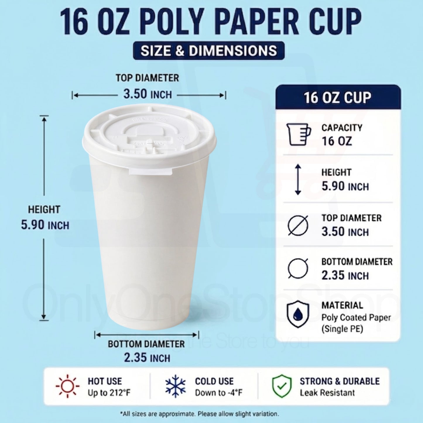 *Buy Bulk* 16oz Poly Disposable Paper Cup with White Lids Hot & Cold Paper Cups VeZee
