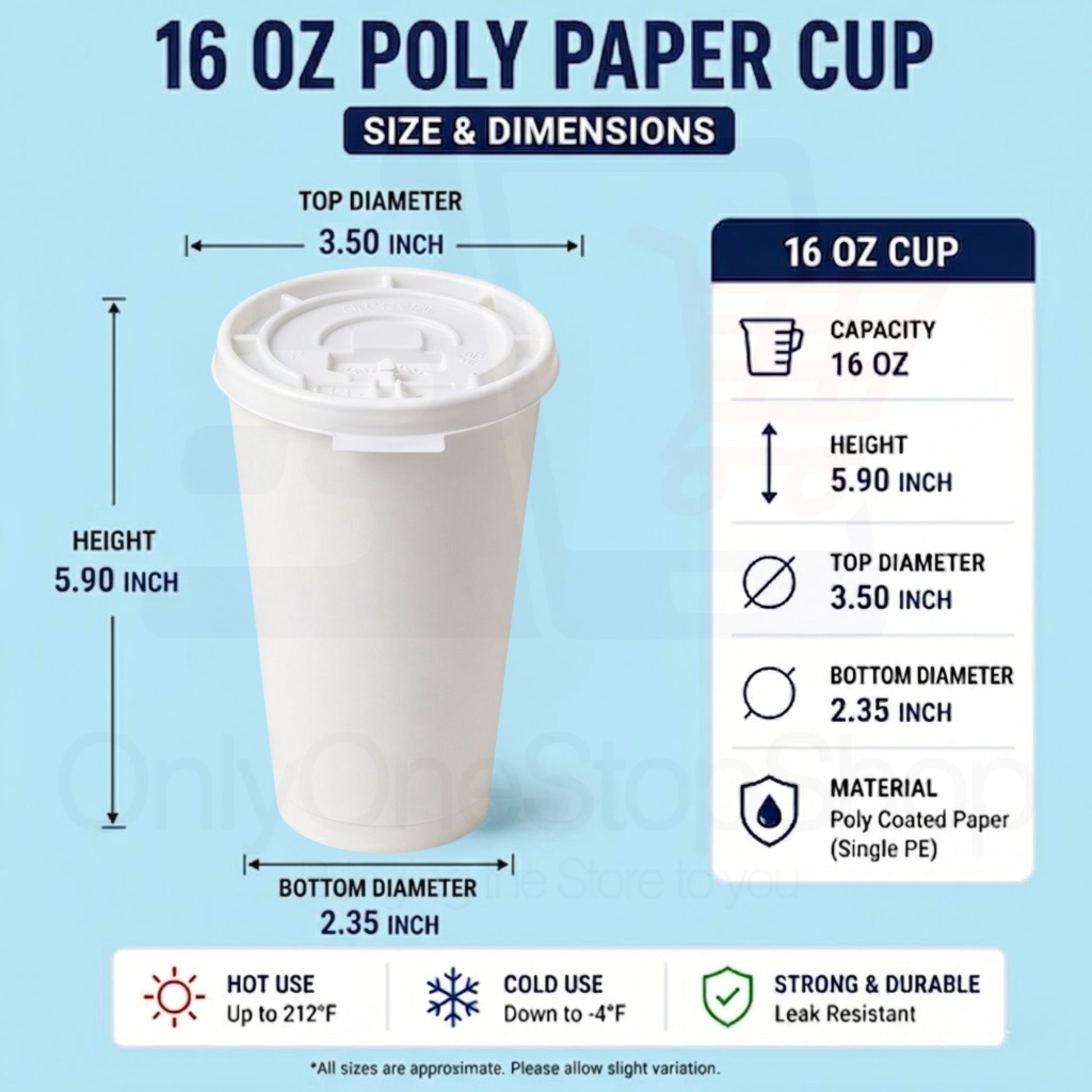 *Buy Bulk* 16oz Poly Disposable Paper Cup with White Lids Hot & Cold Paper Cups VeZee
