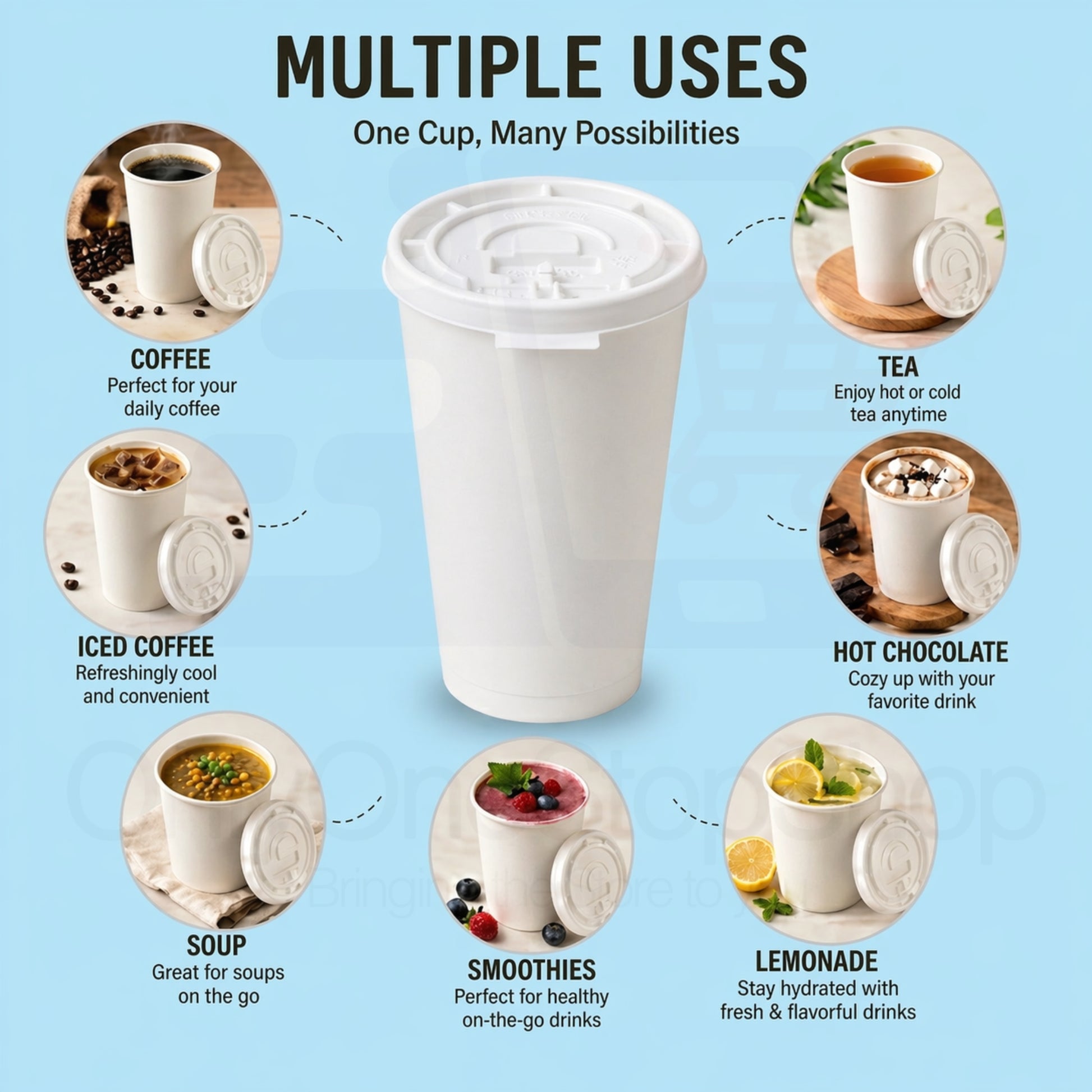 *Buy Bulk* 16oz Poly Disposable Paper Cup with White Lids Hot & Cold Paper Cups VeZee