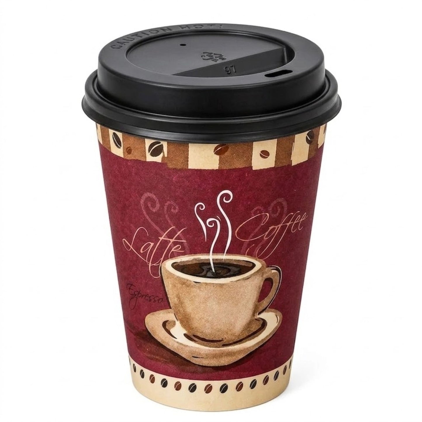 *Buy Bulk* 10oz Disposable Heaven Poly Paper Cups with Black Dome Lids Hot & Cold Paper Cups VeZee Pack of 100